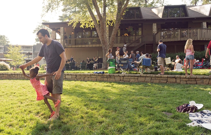 families enjoying outdoor activities