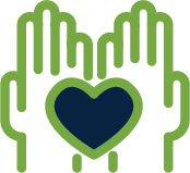 hands with heart icon