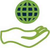 hand holding world icon