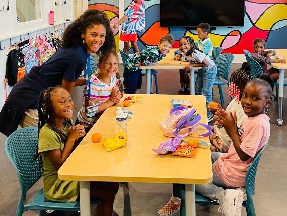a bright grade school classroom